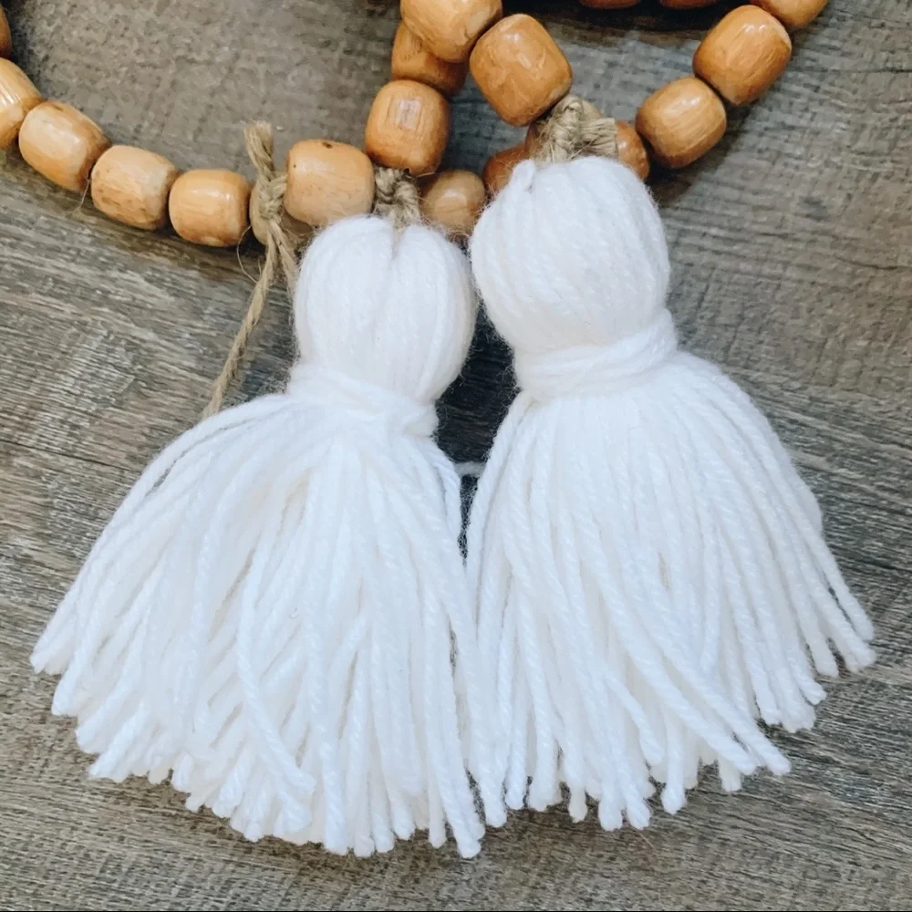 Boho Wooden Bead Tassel Garland Christmas Decor
